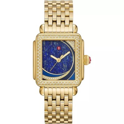 Deco Diamond Limited Edition Quartz Blue Dial Diamond Bezel Gold-plated Steel Watch