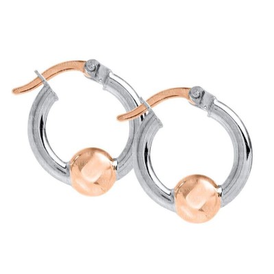 SS/RG Cape Cod Bead Hoop Earrings - RE5414