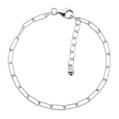 Sterling Silver Diamond Cut Paperclip Chain Bracelet