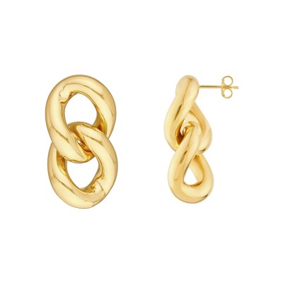 14K Yellow Gold Puffy Curb Link Earrings