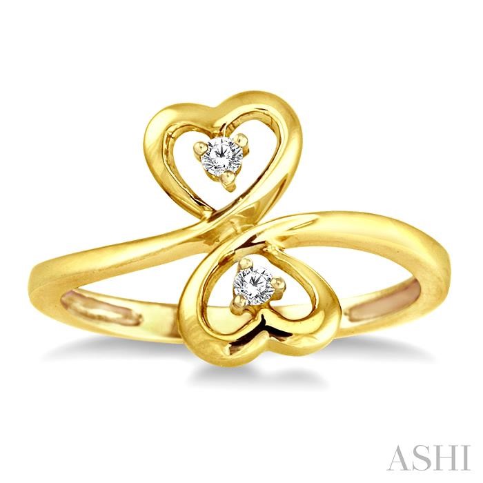 Twin Heart Shape 2 Stone Diamond Fashion Ring-2