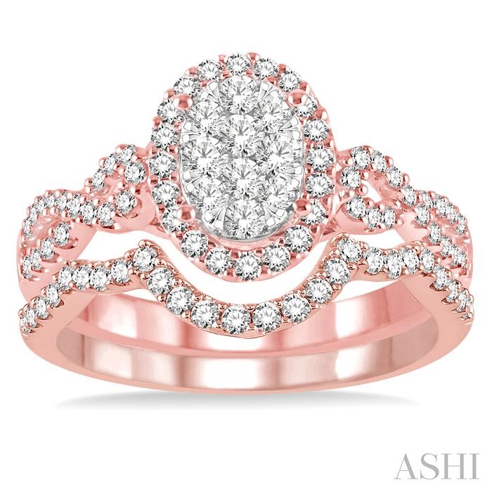 Oval Shape Halo Lovebright Diamond Wedding Set-2