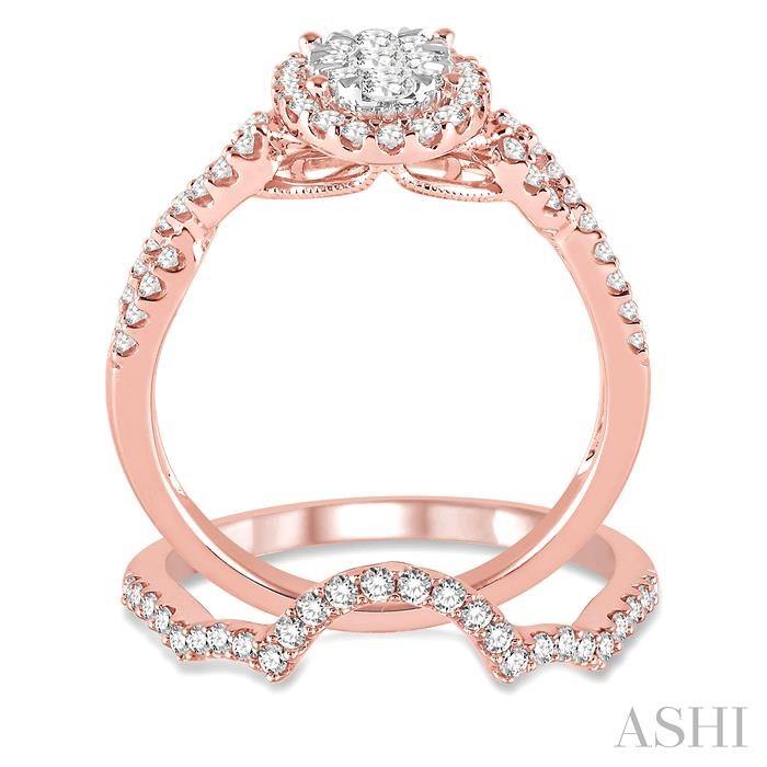 Oval Shape Halo Lovebright Diamond Wedding Set-3