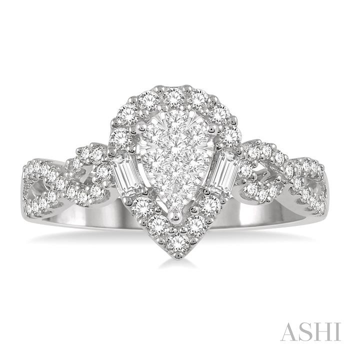 Pear Shape Halo Lovebright Diamond Engagement Ring-2