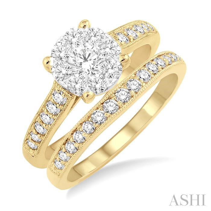 ROUND SHAPE LOVEBRIGHT DIAMOND WEDDING SET