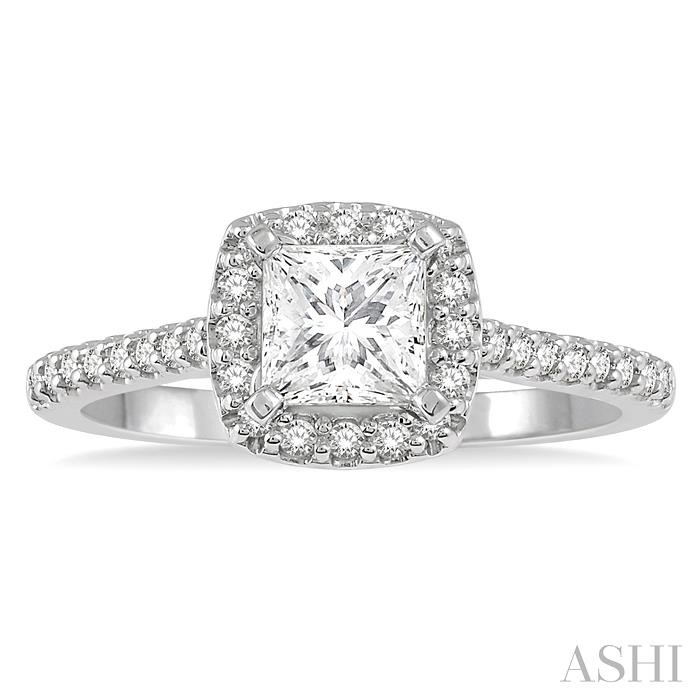 Princess Shape Halo Diamond Engagement Ring-2