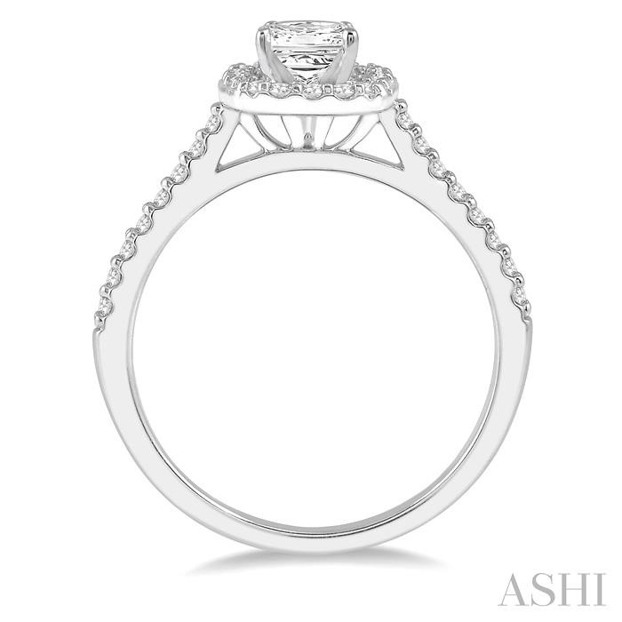 Princess Shape Halo Diamond Engagement Ring-3