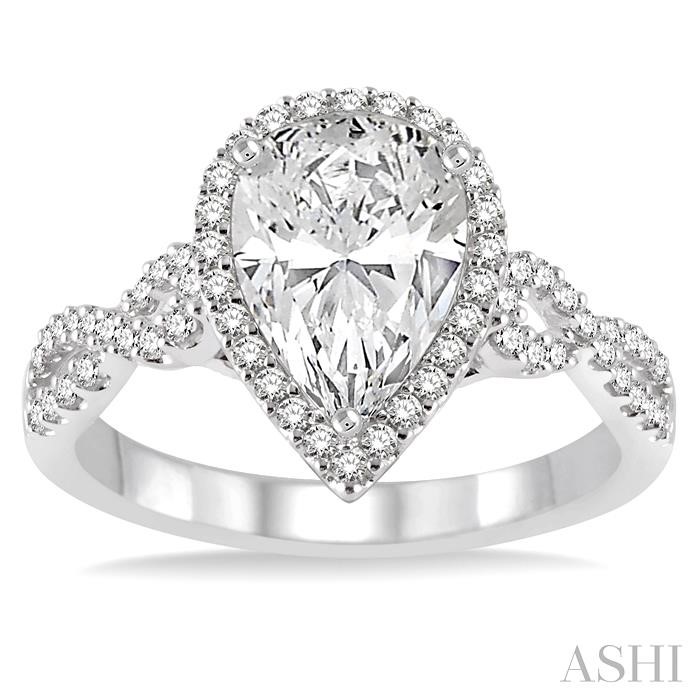 Pear Shape Semi-Mount Halo Diamond Engagement Ring-2