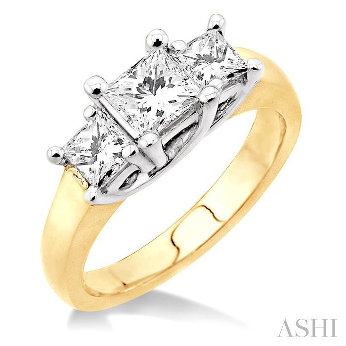 PRINCESS SHAPE PAST PRESENT & FUTURE DIAMOND ENGAGEMENT RING