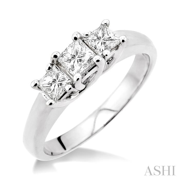 PRINCESS SHAPE PAST PRESENT & FUTURE DIAMOND ENGAGEMENT RING