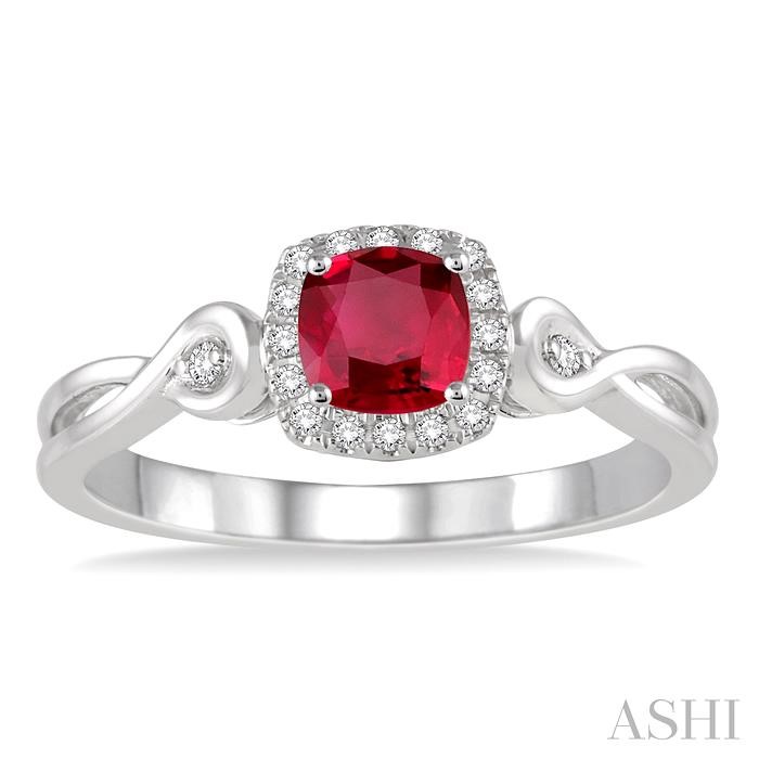 Cushion Shape Gemstone & Halo Diamond Ring-2