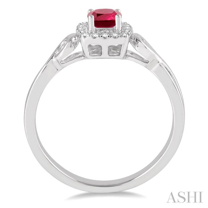 Cushion Shape Gemstone & Halo Diamond Ring-3