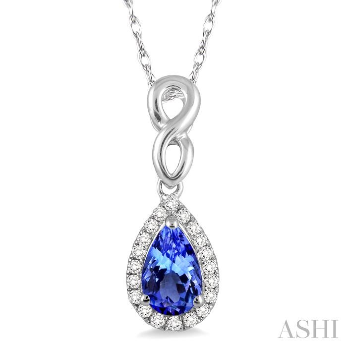 Pear Shape Gemstone & Halo Diamond Pendant