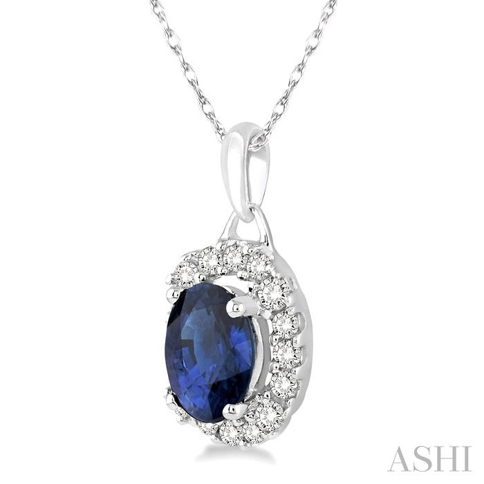 Oval Shape Gemstone & Halo Diamond Pendant-2