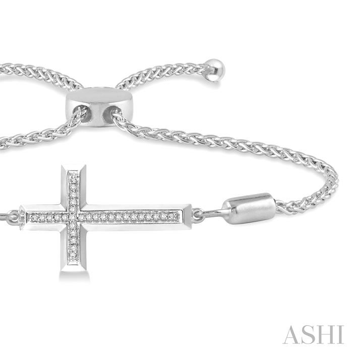 Silver Cross Diamond Lariat Bracelet-2