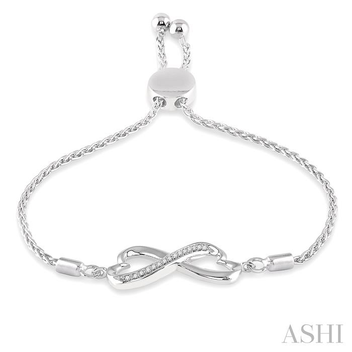 Silver Infinity Heart Shape Diamond Lariat Bracelet-3