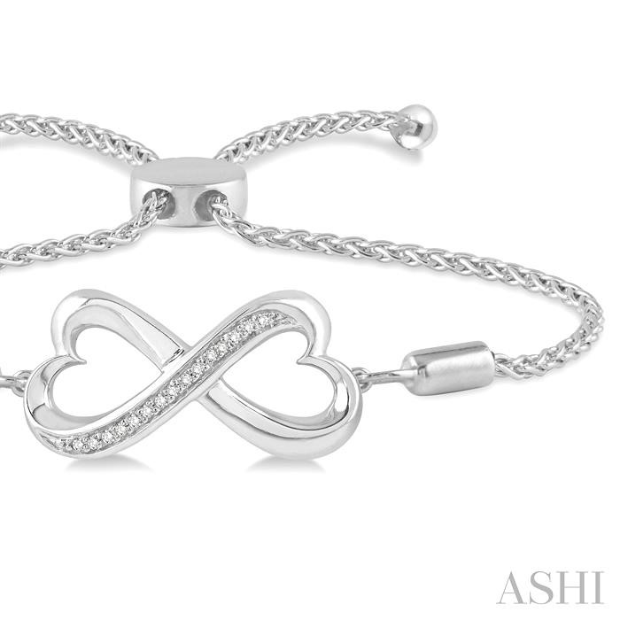 Silver Infinity Heart Shape Diamond Lariat Bracelet-2