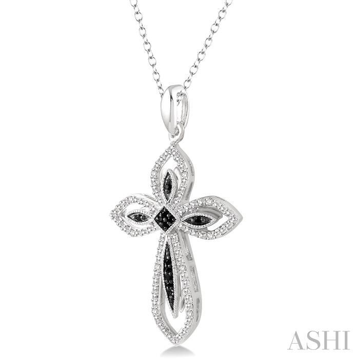 Silver Cross Black Diamond Pendant-2