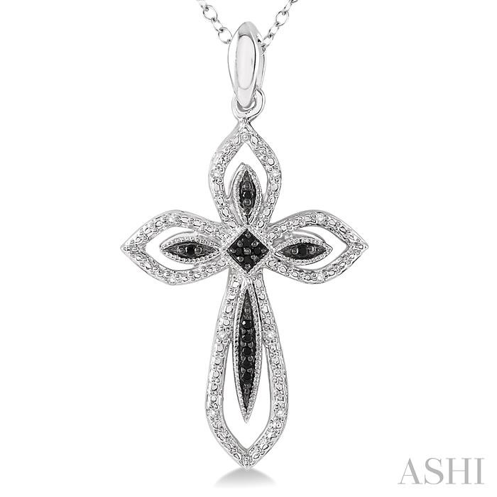 Silver Cross Black Diamond Pendant-3