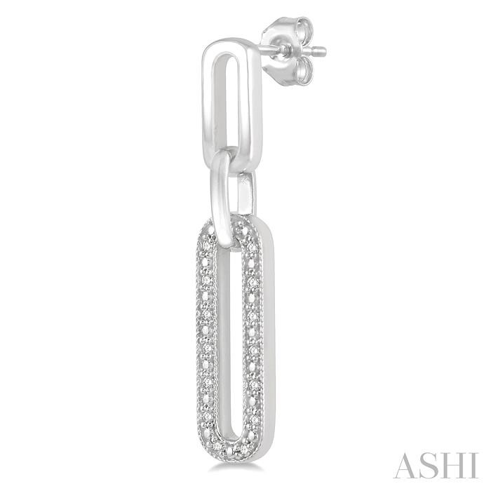 Silver Paperclip Diamond Fashion Long Earrings-3